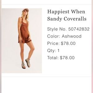 Free people burnt orange overalls